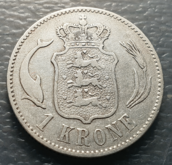 DINAMARCA DENMARK CHRISTIAN IX 1 KRONE 1876 KM 797.1 FECHA ESCASA MBC- - Imagen 2