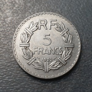 FRANCIA FRANCE 5 FRANCS 5 FRANCOS 1933 NICKEL MBC/MBC+