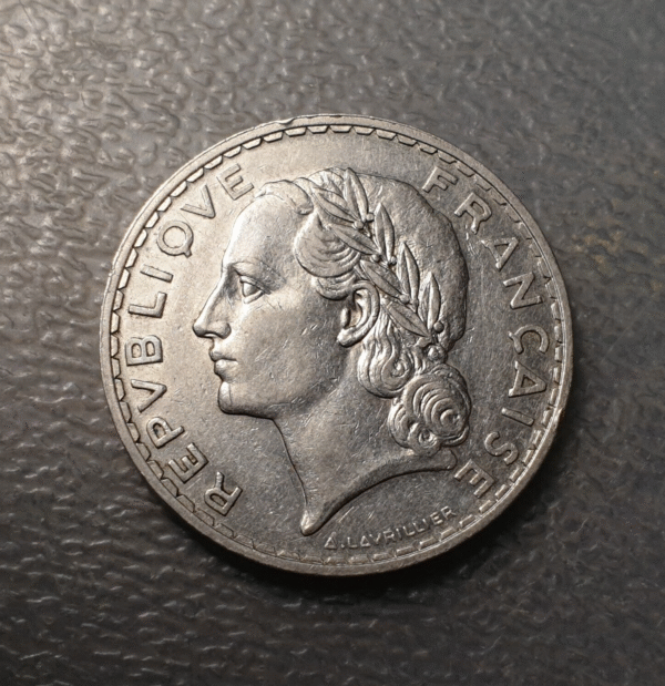 FRANCIA FRANCE 5 FRANCS 5 FRANCOS 1933 NICKEL MBC/MBC+ - Imagen 2