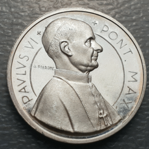 MEDALLA RELIGIOSA VATICANO PAPA PABLO VI CUPULA BASILICA SAN PEDRO 30 mm PLATA