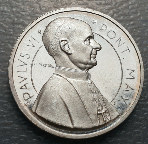 MEDALLA RELIGIOSA VATICANO PAPA PABLO VI CUPULA BASILICA SAN PEDRO 30 mm PLATA
