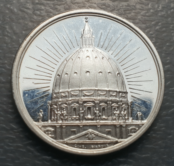 MEDALLA RELIGIOSA VATICANO PAPA PABLO VI CUPULA BASILICA SAN PEDRO 30 mm PLATA - Imagen 2