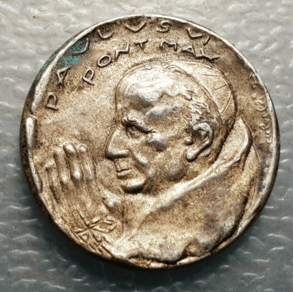 MEDALLA RELIGIOSA VATICANO PAPA PABLO VI AÑO SANTO JUBILEO 1975 20 mm PLATA - Imagen 2