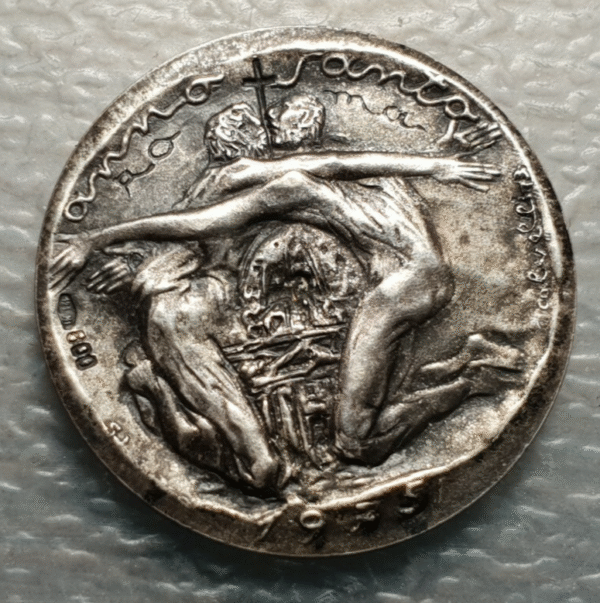 MEDALLA RELIGIOSA VATICANO PAPA PABLO VI AÑO SANTO JUBILEO 1975 20 mm PLATA - Imagen 2