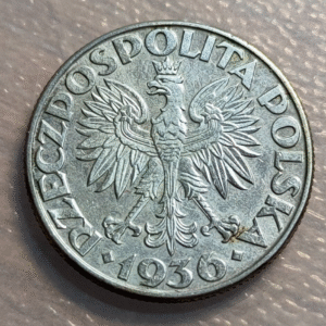 POLONIA POLAND 2 ZLOTY 2 ZLOTYCH 1936 MBC+/EBC-