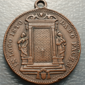 MEDALLA RELIGIOSA PAPA LEON XIII JUBILEO AÑO SANTO 1900 PUERTA SANTA 34X30 mm