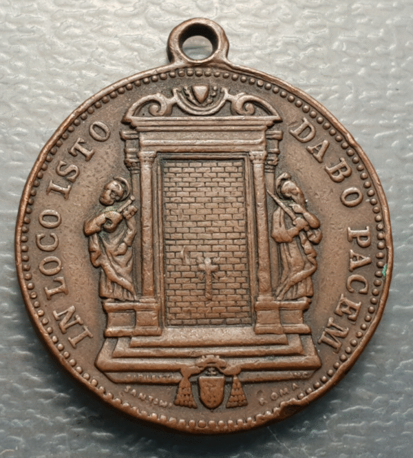 MEDALLA RELIGIOSA PAPA LEON XIII JUBILEO AÑO SANTO 1900 PUERTA SANTA 34X30 mm