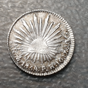 MEXICO 10 DINEROS 1/2 REAL 1858 FH EBC