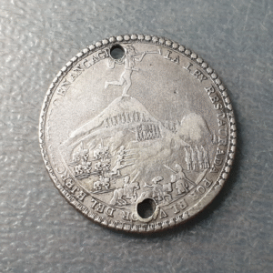 PERU MEDALLA 1839 PROCLAMACION MODULO 4 REALES 2 AGUJEROS AGUSTIN GAMARRA ESCASA