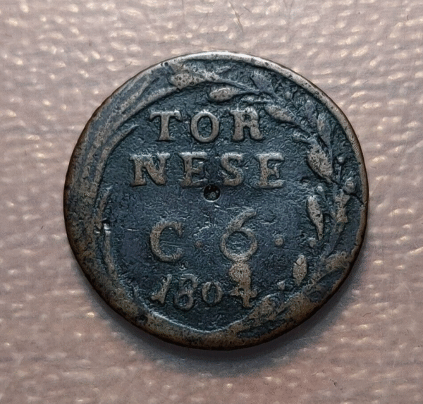 ITALIA NAPOLES NAPOLI FERDINANDO IV HIJO CARLOS III TORNESE 6 CAVALLI 1804 ESCAS - Imagen 2