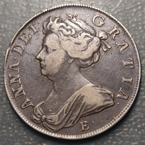 GREAT BRITAIN GRAN BRETAÑA ANNE 1/2 CROWN 1707 E EDINBURG ANNO SEXTO