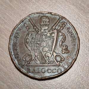 ESTADOS PAPALES VATICANO PONTIFICIO PIO VII 1 BAIOCCO 1816 ROMA ANNO XVI MBC-