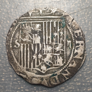 SPAIN SEVILLE FERDINAND & ISABELA CATHOLIC MONARCHS 2 REALES ND CALICO 523 6.49g