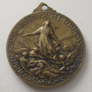 MEDALLA RELIGIOSA JUBILEO 1950 -  MARIA ENTRE ANGELES / PAPA PIO XII