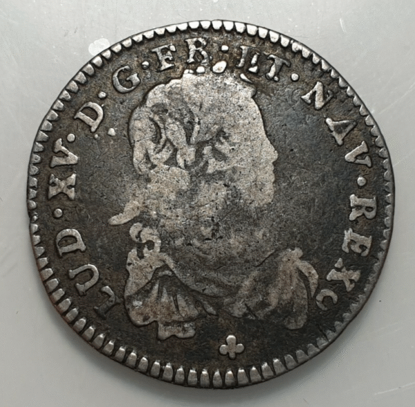 FRANCIA FRANCE LOUIS XV 20 SOLS 1/6 ECU 1721 E TOURS BC/BC+ ACUÑADO SOBRE OTRA M - Imagen 2