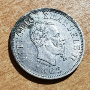 ITALIA REINO VITTORIO EMANUELE II 50 CENTESIMI 1863 M MBC/MBC+ MANCHA CORROSION