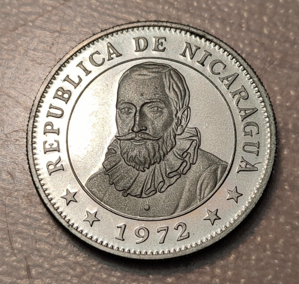 NICARAGUA 1 CORDOBA 1972 PROOF KM 26 COIN ROTATION