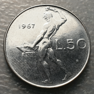 ITALIA REPUBLICA 50 LIRE 50 LIRAS 1967 VULCANO SC UNC