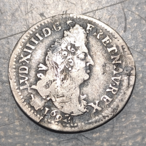 FRANCIA FRANCE LOUIS XIV 4 SOLS DE LAS 22 CORONADAS 1692 D LYON