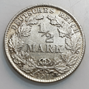 ALEMANIA GERMANY 1/2 MARK 1916 D SC-