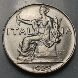 ITALIA REINO VITTORIO EMANUELE III BONO DE 1 LIRA 1922 EBC+/SC-