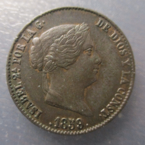 SEGOVIA ISABEL II 25 CENTIMOS DE REAL 1859 MBC+/EBC-