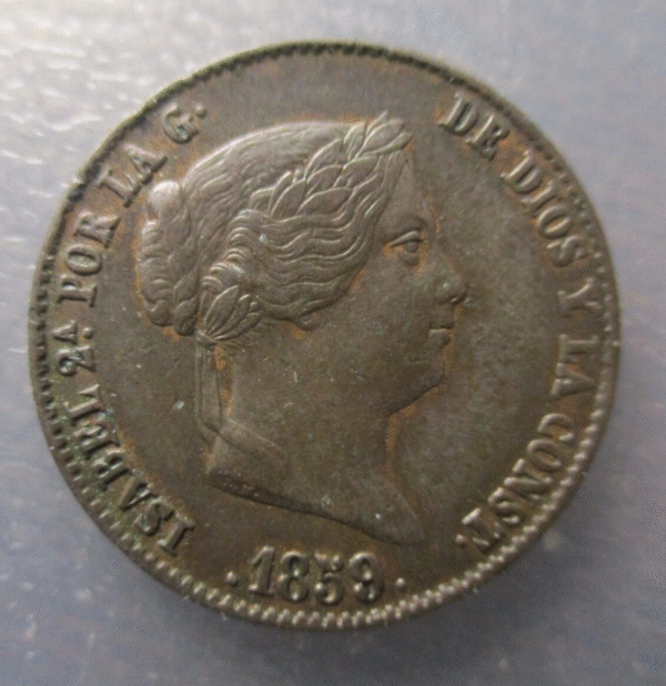 SEGOVIA ISABEL II 25 CENTIMOS DE REAL 1859 MBC+/EBC-