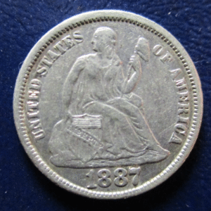 USA UNITED STATES SEATED LIBERTY DIME 1887