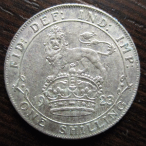 GRAN BRETAÑA GREAT BRITAIN INGLATERRA UK GEORGE V 1 SHILLING 1 CHELIN 1923 MBC+
