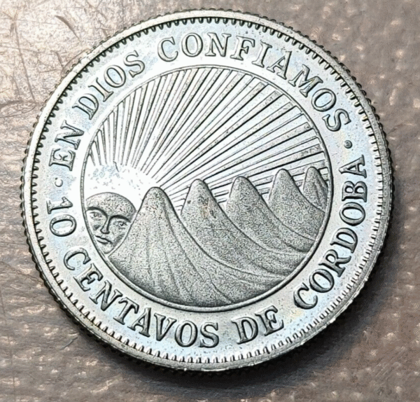 NICARAGUA 10 CENTAVOS 1972 PROOF KM 17.3 COIN ROTATION - Imagen 2