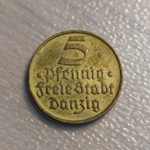 DANZIG POLONIA POLAND 5 PFENNIG 1932 MBC+