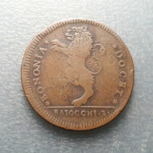 ESTADOS PAPALES PONTIFICIO VATICANO PIO VI BOLOGNA 2 BAIOCCHI 1796 BC+