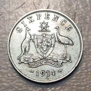 AUSTRALIA GEORGE V 6 PENCE 1914 MBC+