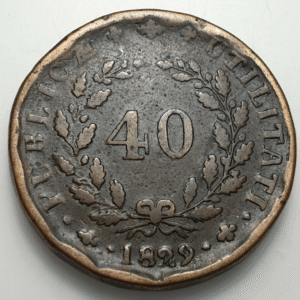 PORTUGAL MIGUEL I PATACO 40 REIS 1829 BC