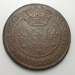 BRASIL PORTUGAL JOAO VI 40 REIS 1820 R MBC+/EBC METAL POROSO