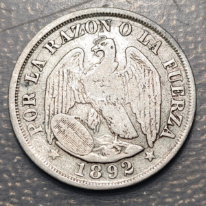 CHILE 20 CENTAVOS 1892 MBC-