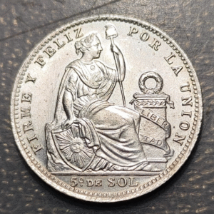 PERU LIMA 1/5 SOL 1916 FG EBC+ PEQUEÑAS RAYITAS