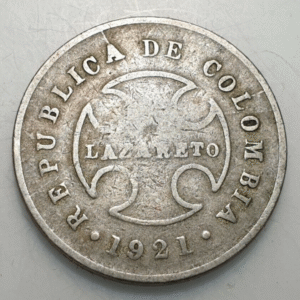 COLOMBIA LAZARETO LEPER COLONY 10 CENTAVOS 1921 BC+