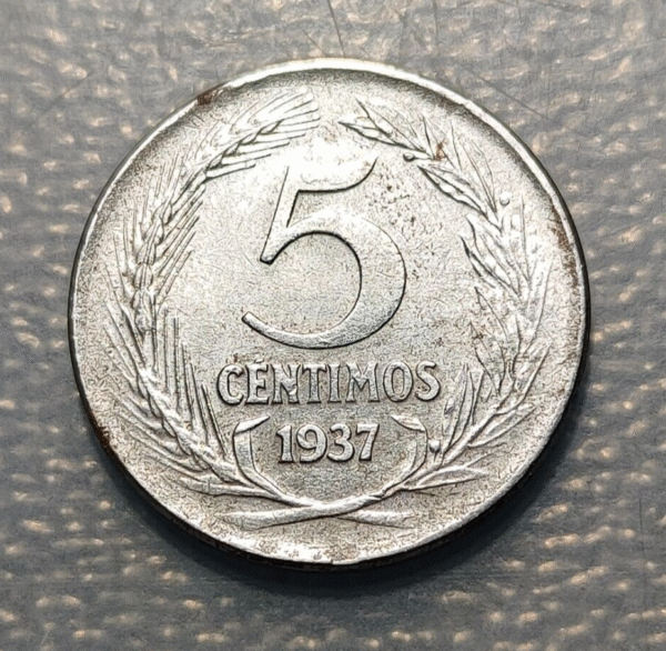 ESPAÑA REPUBLICA 5 CENTIMOS 1937 EBC+ HIERRO - Imagen 2