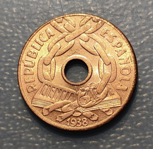 ESPAÑA REPUBLICA 25 CENTIMOS 1938 SC UNC