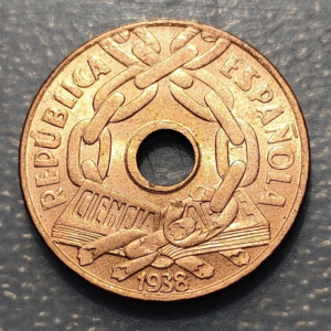 ESPAÑA REPUBLICA 25 CENTIMOS 1938 SC UNC