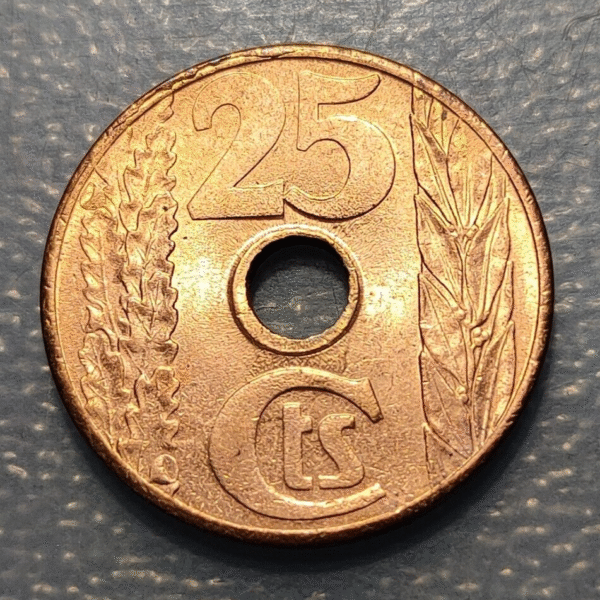 ESPAÑA REPUBLICA 25 CENTIMOS 1938 SC UNC - Imagen 2