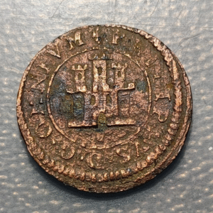 ESPAÑA FELIPE II 2 MARAVEDIS 1597 SIN INDICACION DE CECA NI VALOR