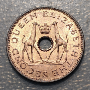 RHODESIA & NYASALAND 1/2 PENNY 1957 SC UNC BRILLO ORIGINAL