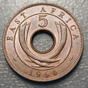 EAST AFRICA 5 CENTS 1964 SC UNC BRILLO ORIGINAL