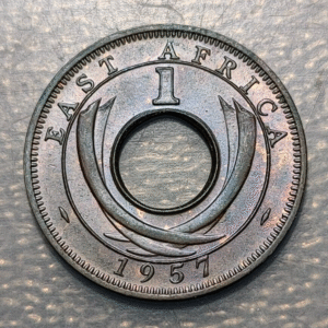 EAST AFRICA 1 CENT 1957 PARTE DE BRILLO ORIGINAL