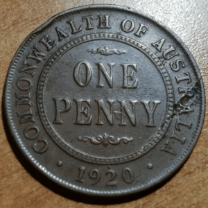 AUSTRALIA GEORGE V 1 PENNY 1920 SIN PUNTOS - NO DOTS MBC- ESCASA