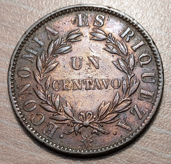 CHILE 1 CENTAVO 1853 - Imagen 2