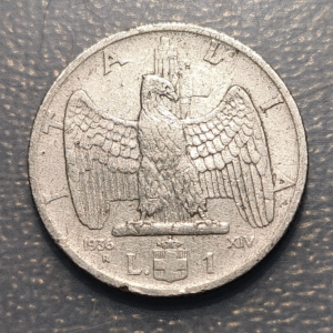 ITALIA REINO VITTORIO EMANUELE III 1 LIRA 1936 FECHA ESCASA BC