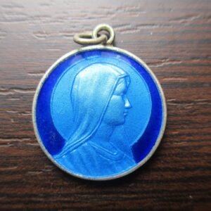 MEDALLA RELIGIOSA PAPA PABLO VI / LA VIRGEN - ALUMINIO ESMALTE AZUL